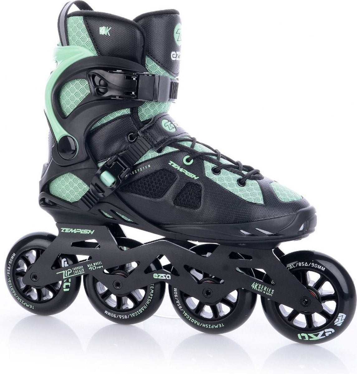 Tempish Ezza 90 Damen-Inline-Skates – 4 x 90 mm Rollen – Fitness-Inline-Skates – Schwarz Grün – Größe 42