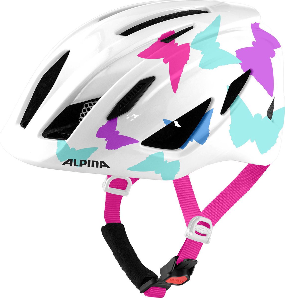 Olympische Sportbekleidung Alpina Sportlerhelm Pico Pearlwhite Schmetterlinge 50-55