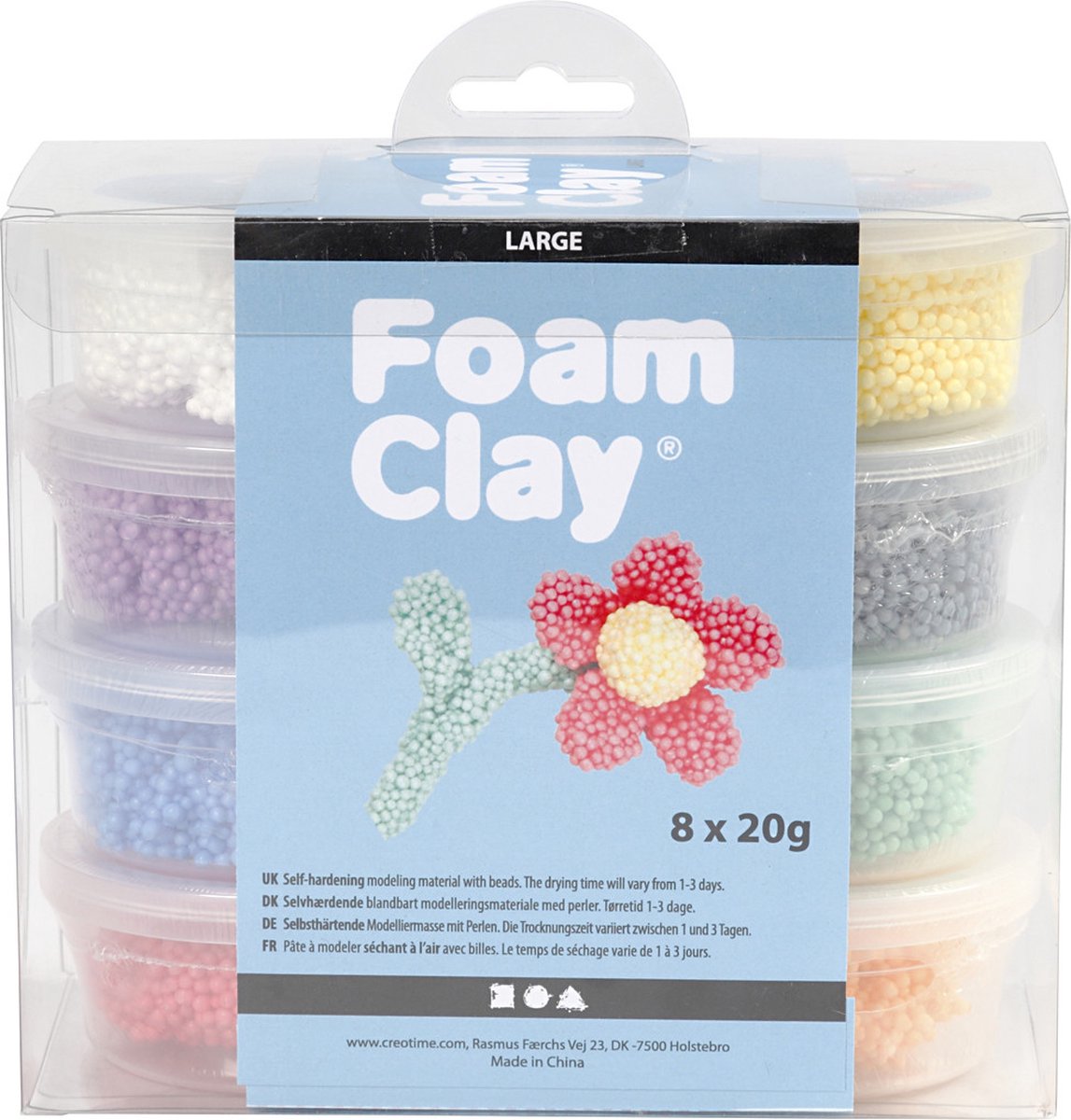 Schaumton groß, verschiedene Farben, 8x20 gr 1 Box