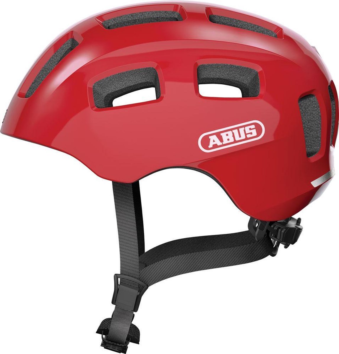 Abus Fahrradhelm youn-i 2.0 – mit Licht für Kinder, Jugendliche und junge Erwachsene – für Mädchen und Jungen – rot, Größe S