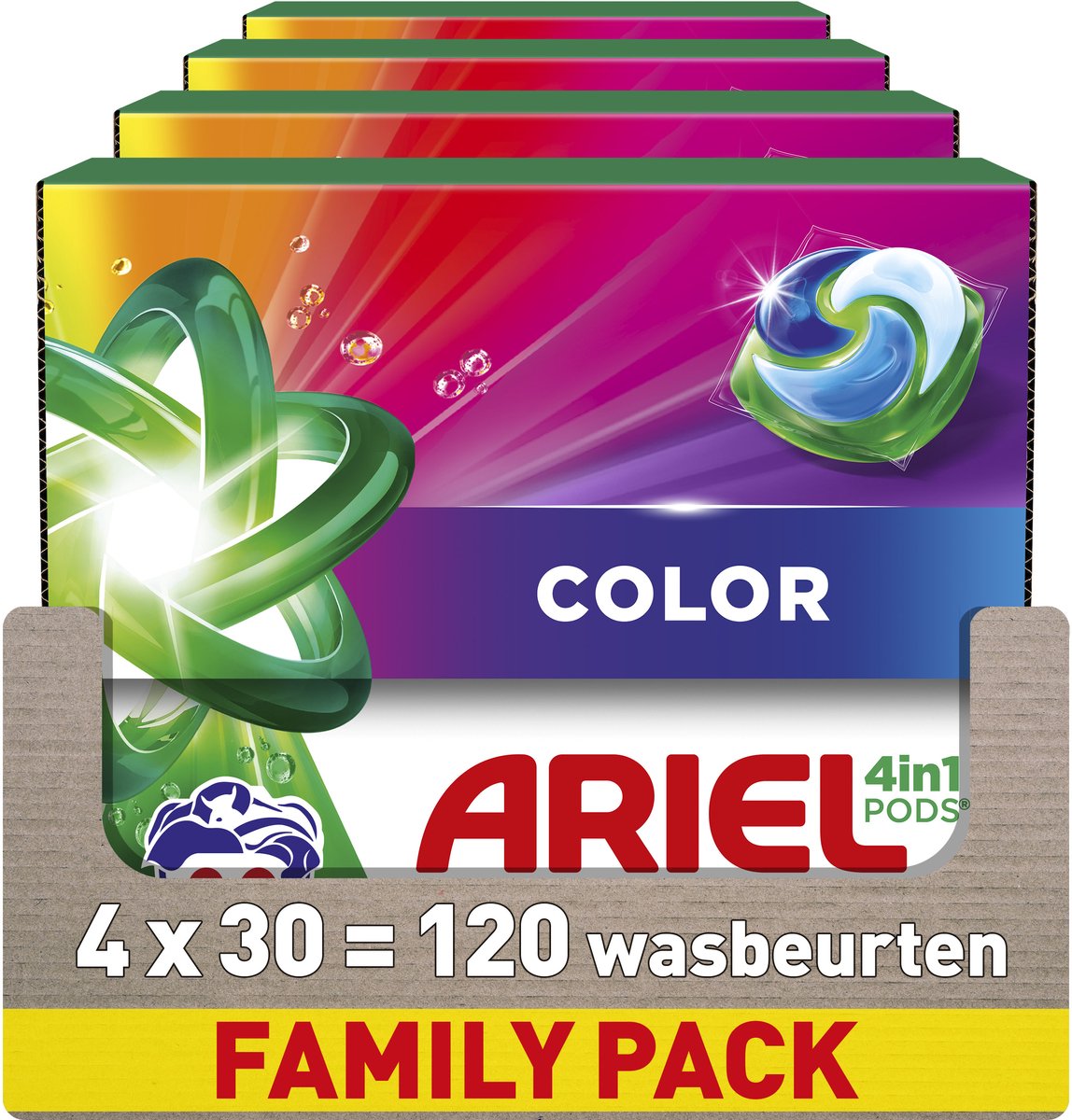 Ariel 4in1 Waschmittelkapseln Farbe – 4 x 30 Wäschen