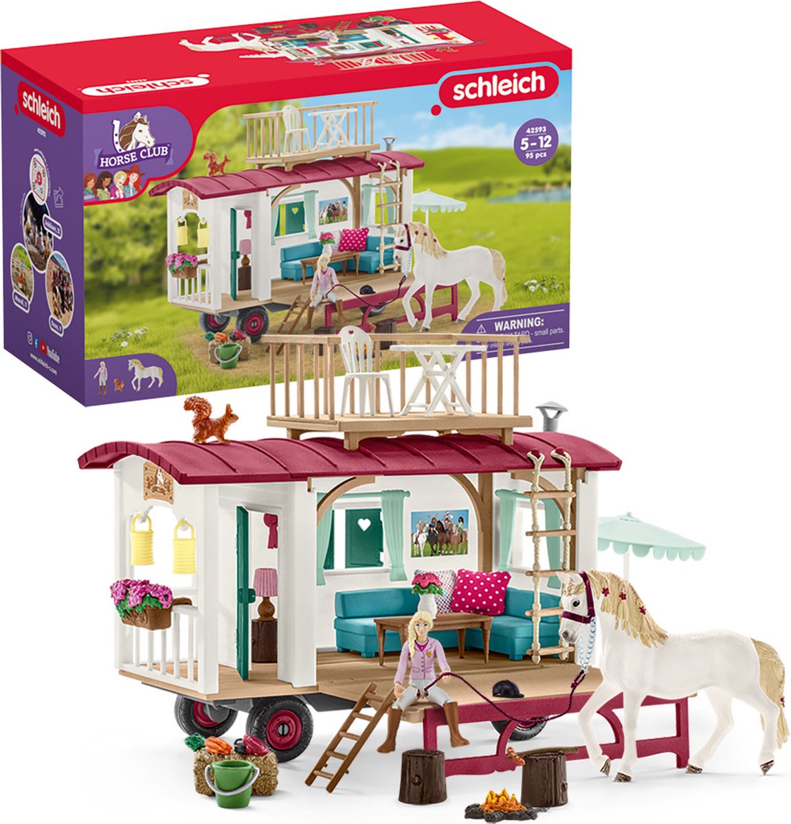 Schleich Pferdeclub – Wohnwagen für heimliche Vereinstreffen – Kinderspielzeug für Jungen und Mädchen – 5 bis 12 Jahre – 42593