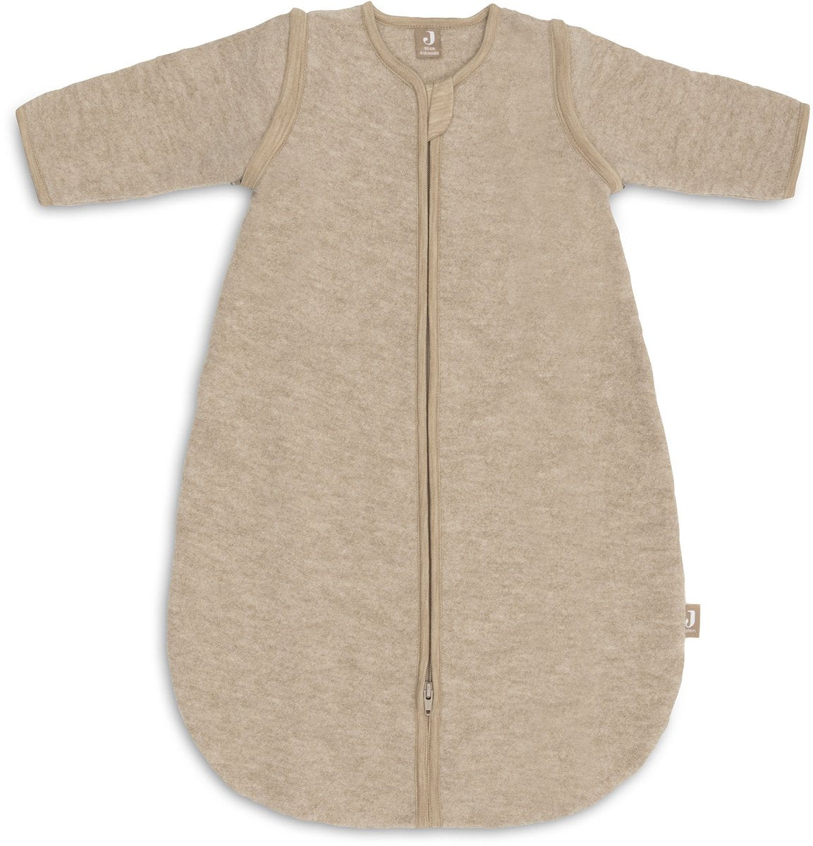 Jollein slaapzak met afr. mouw rond 90cm merino wol felted natural