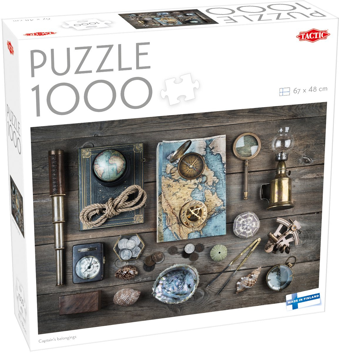 Habseligkeiten des taktischen Kapitäns – Puzzle – 1000 Teile – maritime Entdeckungsobjekte – Vintage-Navigation und Abenteuer – hohe skandinavische Qualität