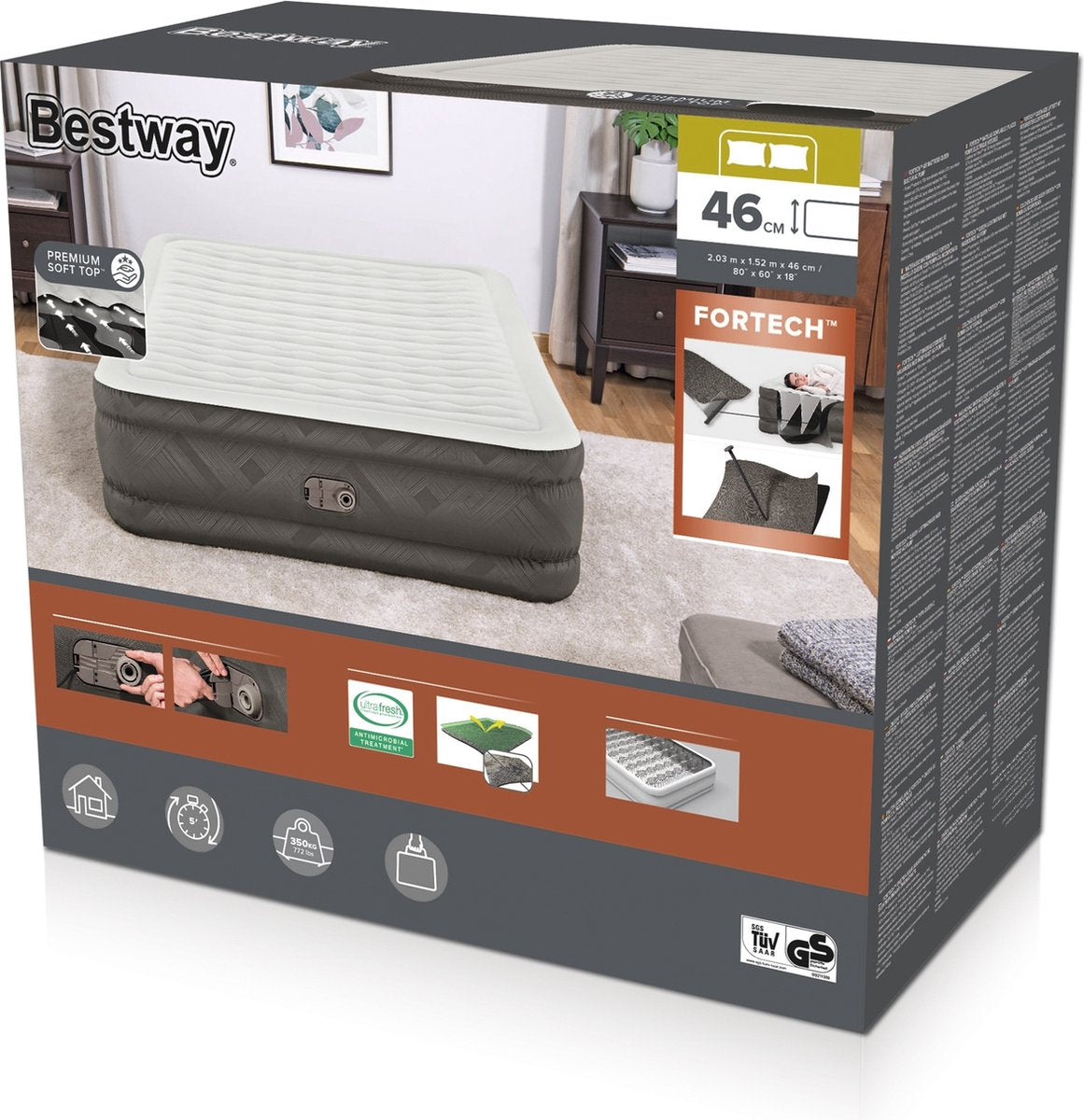 Bestway – fortech 69050 – Luftmatratze für 2 – elektrische Pumpe