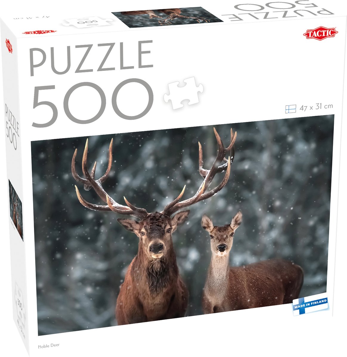 Tactic Edelhirsch – Puzzle – 500 Teile – Rotwild in Waldlandschaft – Natur und Tierwelt – hohe skandinavische Qualität