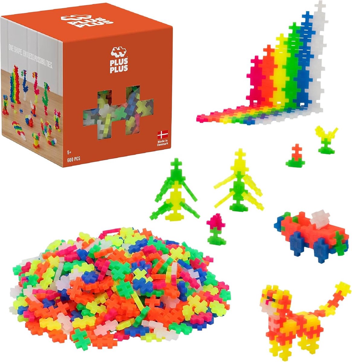 Plus-Plus Basic Neon 600-teiliger Baukasten – 3311 – Konstruktionsspielzeug – Konstruktionsspielzeug – Set mit Bausteinen – ab 5 Jahren