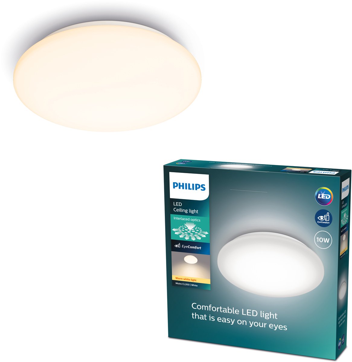 Philips led philips moire plafonnière - warmwit licht - medium