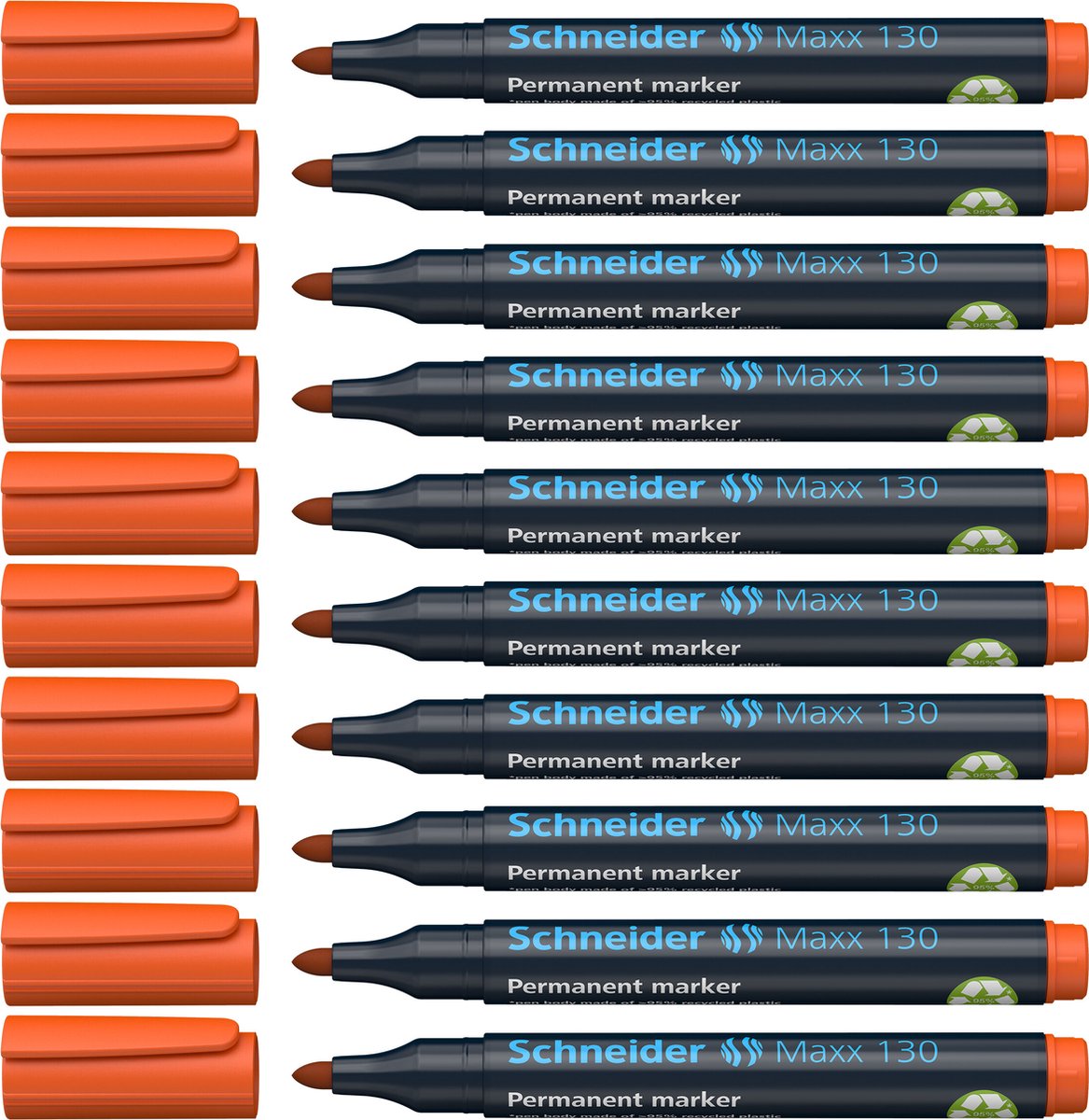 Schneider Schreibgeräte Schneider Permanent Marker - Maxx 130 - Rundspitze - Orange - 10 Stück - Strichstärke 1-3 mm - S-113006-10