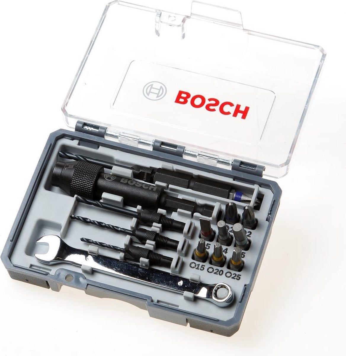 Bosch 20-teiliges Bohr- und Antriebsset - Bit-Set - mit HSS-Bohrern - Schraubenschlüssel