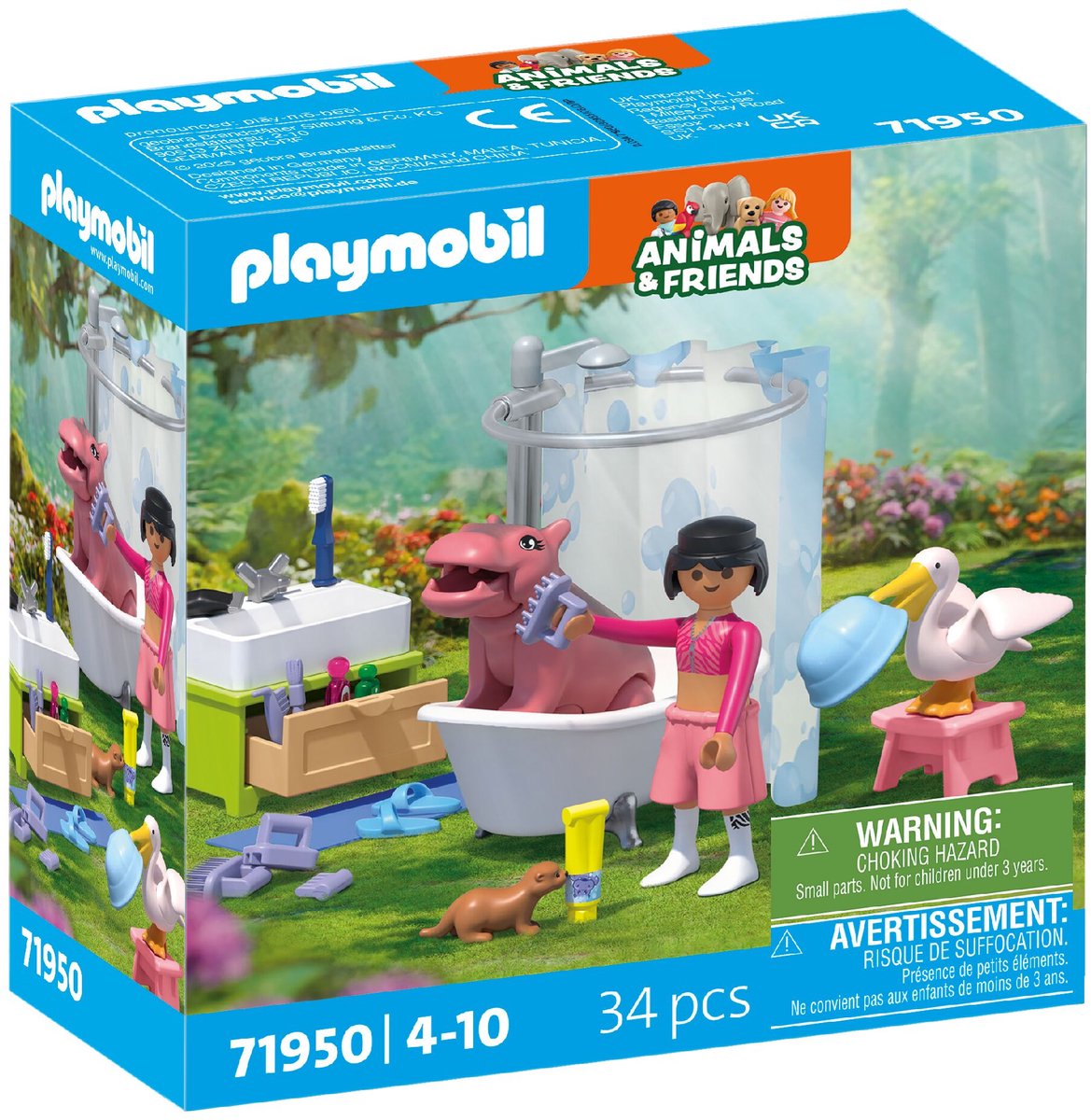 Playmobil | Tierfreunde | Badespaß für Haustiere | Spielzeug ab 4 Jahren | Geschenk für Kinder | regt Kreativität und Interaktion mit Tieren an | Tierpflege und Baden mit Zubehör | 71950