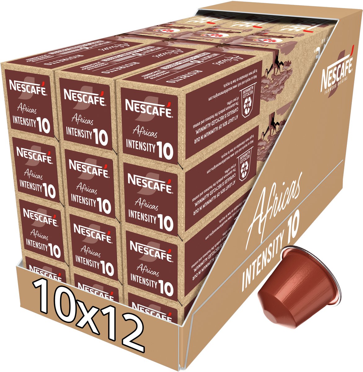 Nescafé Farmers Origins Africas Nespresso-kompatible Kapseln – 10 Kaffeetassen x 12 Schachteln