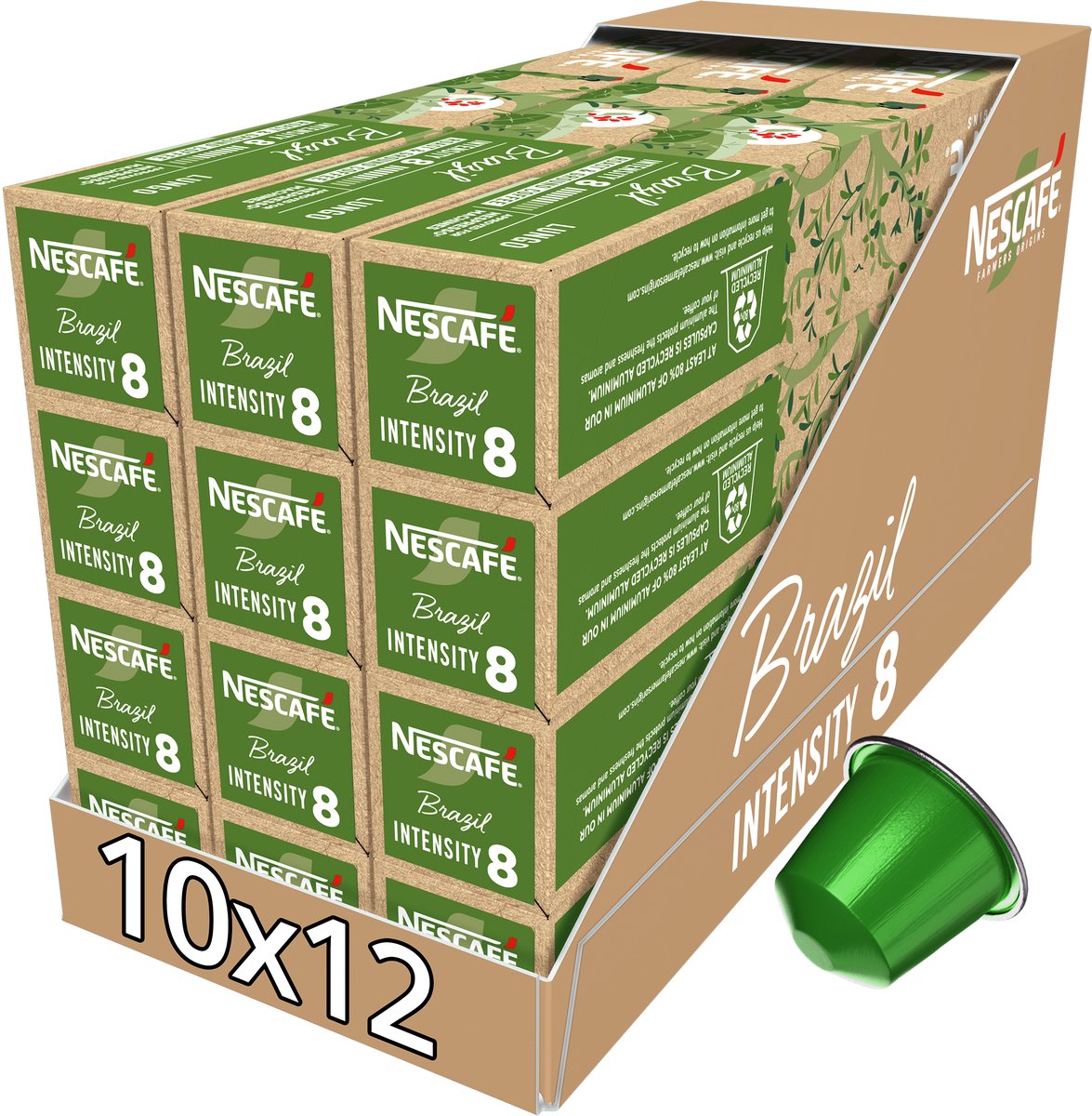 Nescafé Farmers Origins Brasilien Nespresso-kompatible Kapseln – 10 Kaffeetassen x 12 Schachteln