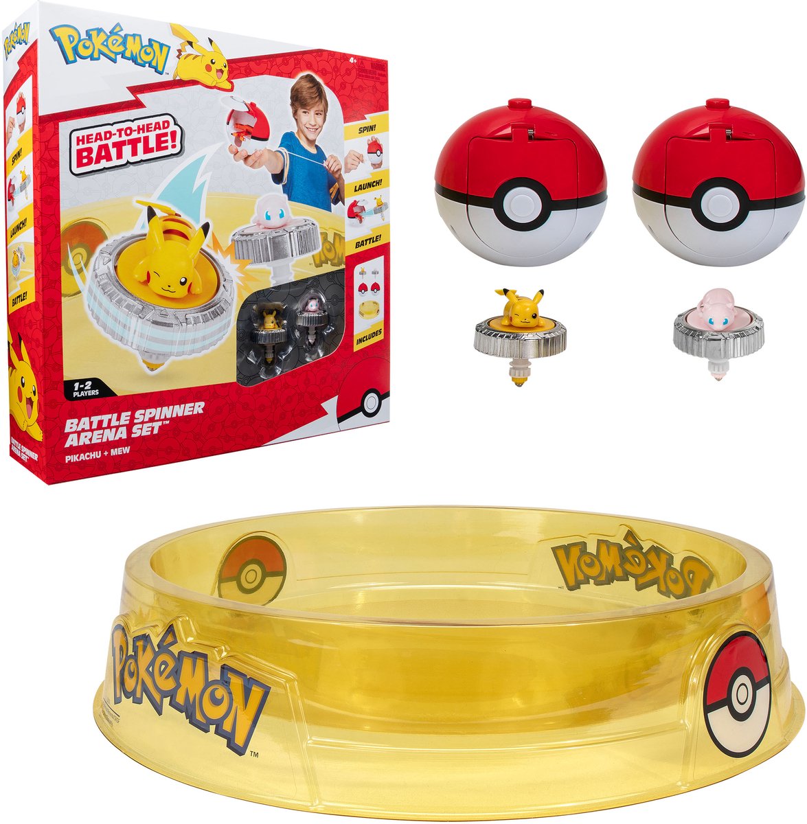 Jazwares Pokémon-Kampfkreisel mit Stadion-Pikachu und Mew-Spielset