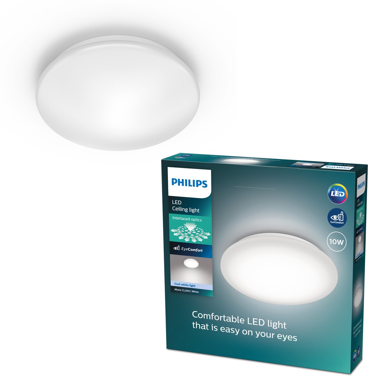 Philips led philips moire plafonnière - koelwit licht - medium
