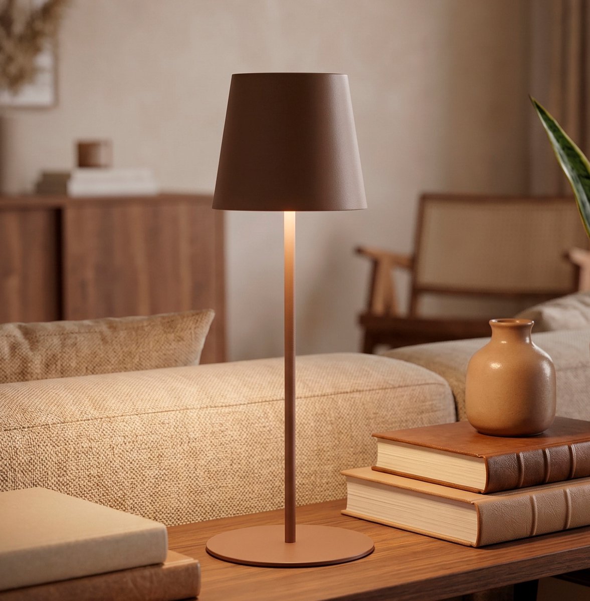 Briloner kiki – wiederaufladbare Tischleuchte – dimmbar – für drinnen und draußen – höhenverstellbar – warmweißes Licht – braun