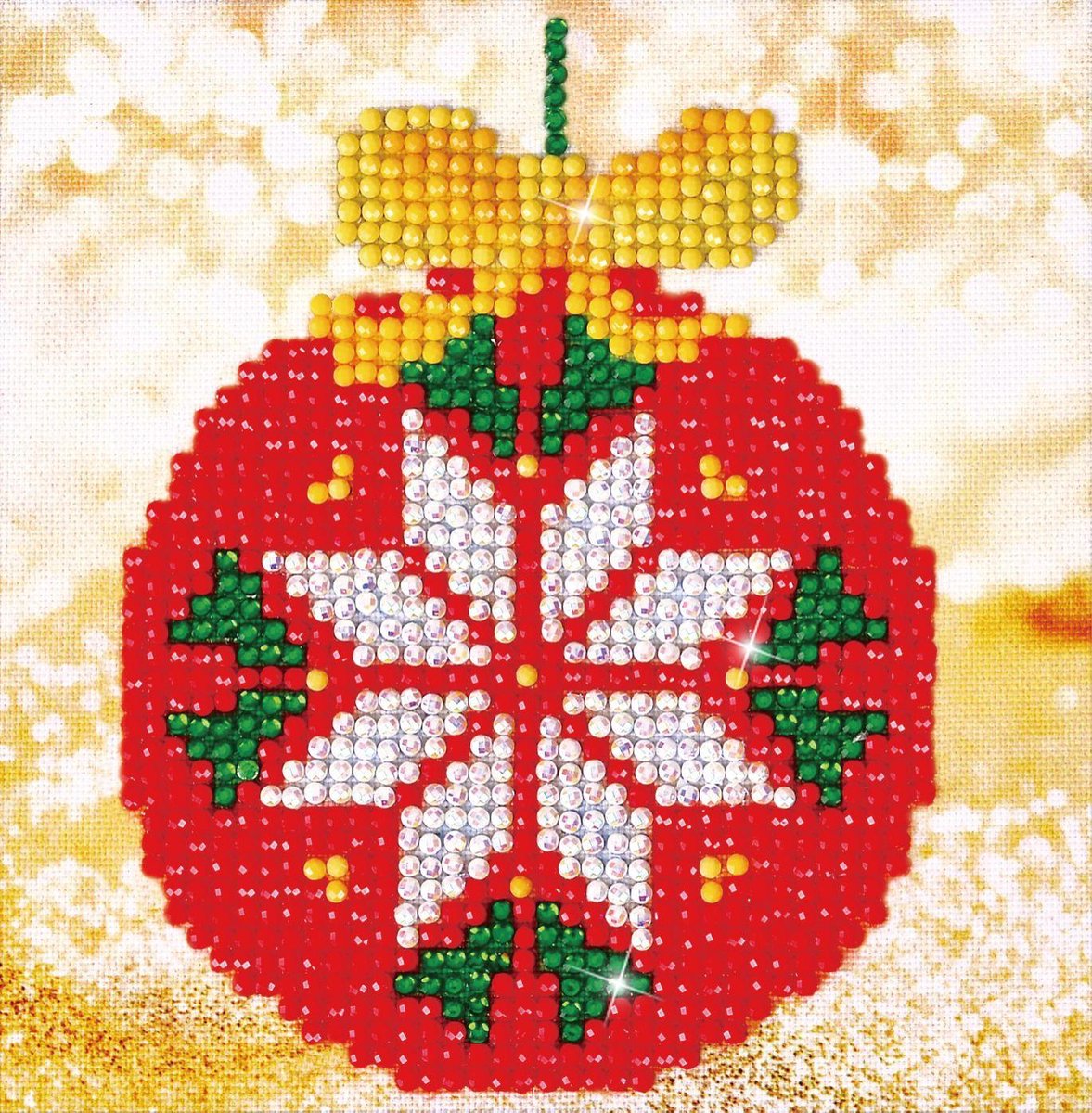 Diamond Dotz® Diamond Dotz dd2.021, Original 5D Diamond Painting Set Rotes Christbaumkugelbild, Bastelpaket mit 1.123 runden Steinen, Dotz für Erwachsene, Hobbypaket ca. 13x13 cm für Kinder ab 8 Jahren