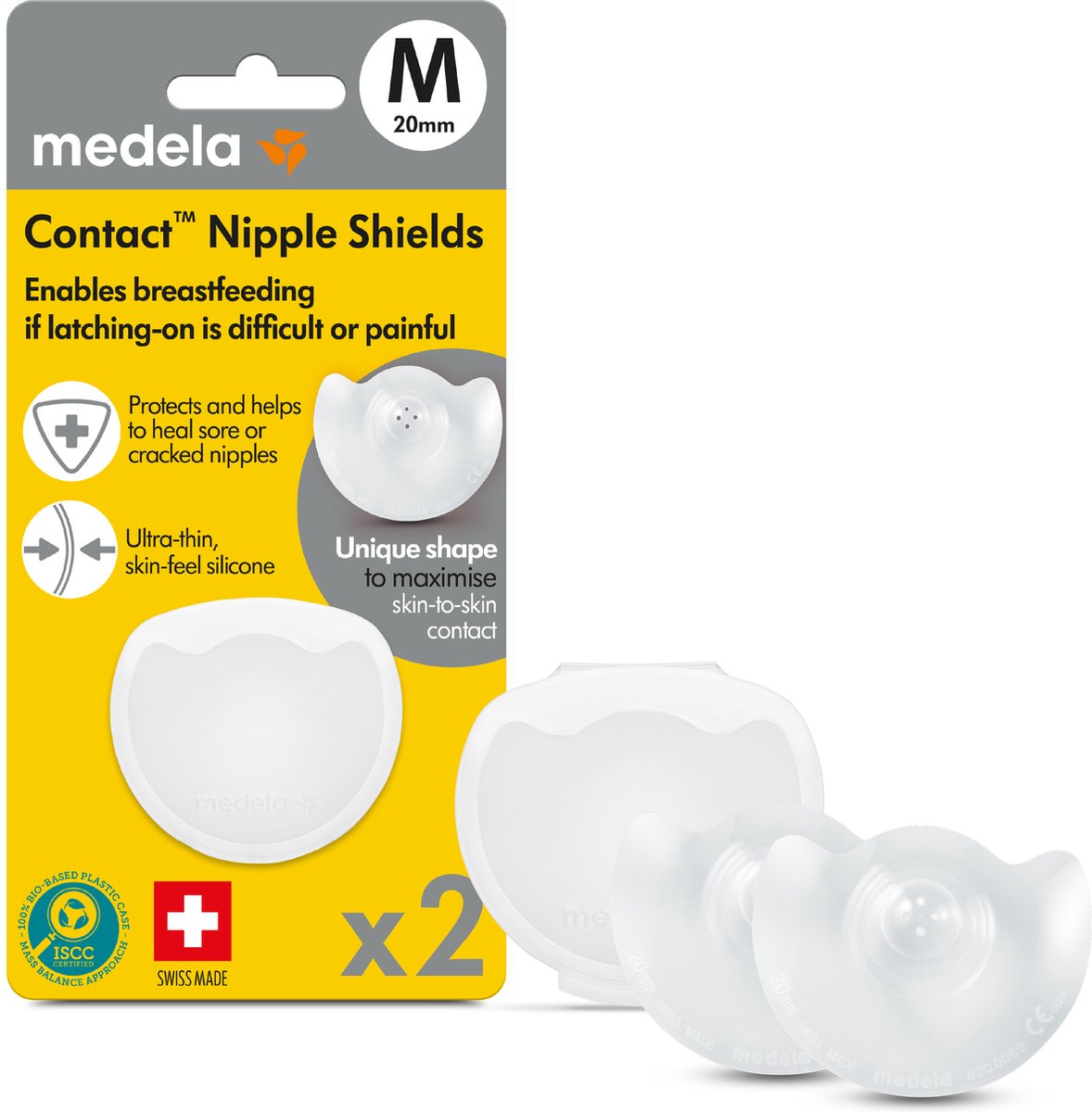Medela Kontakt-Brusthütchen – Hilfe beim Stillen – Größe M – 20 mm – 2 Stück