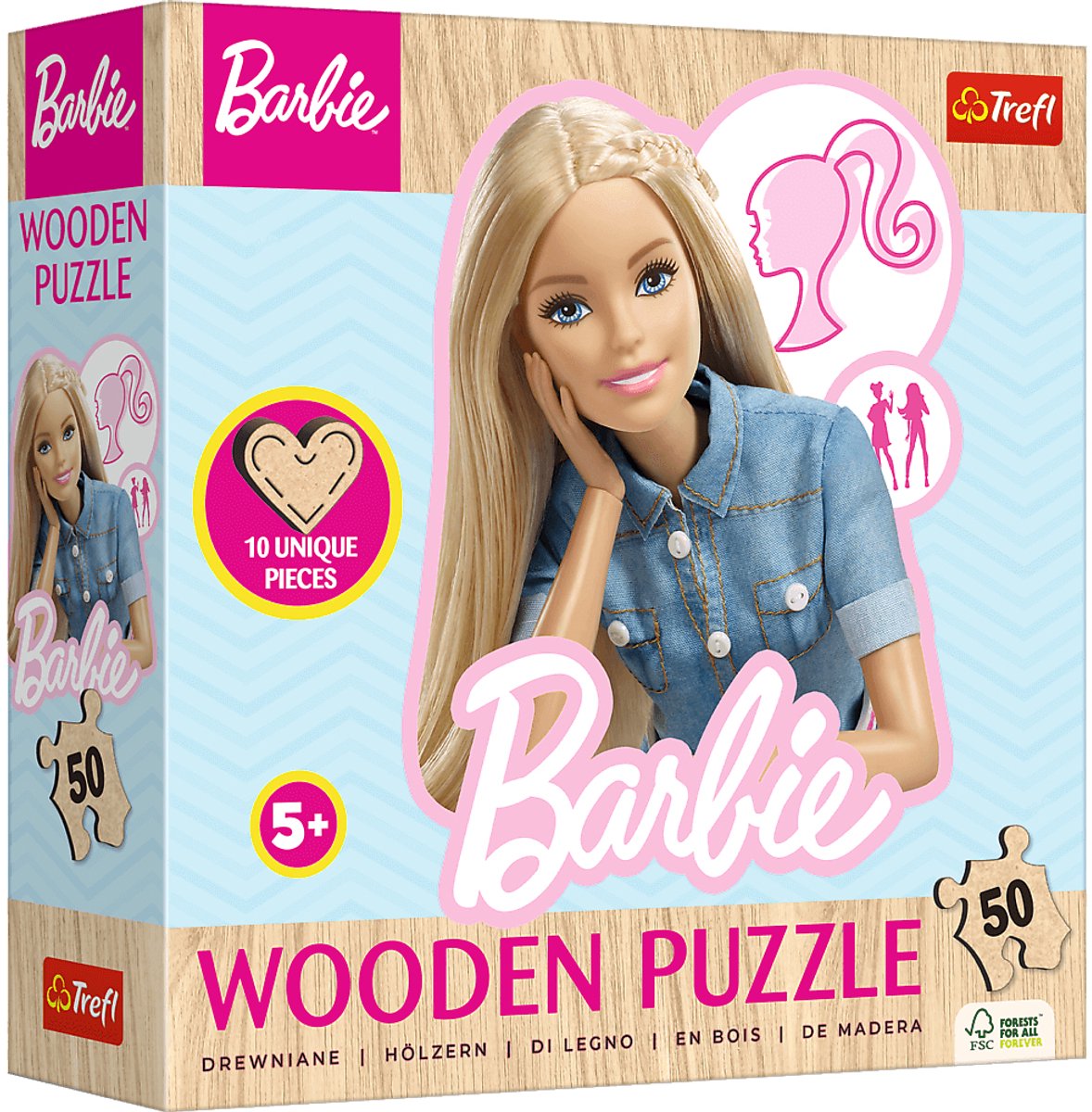 Trefl Lieblingsmodisches Barbie Mattel Wood Holzpuzzle – 50 Teile – ab 4 Jahren