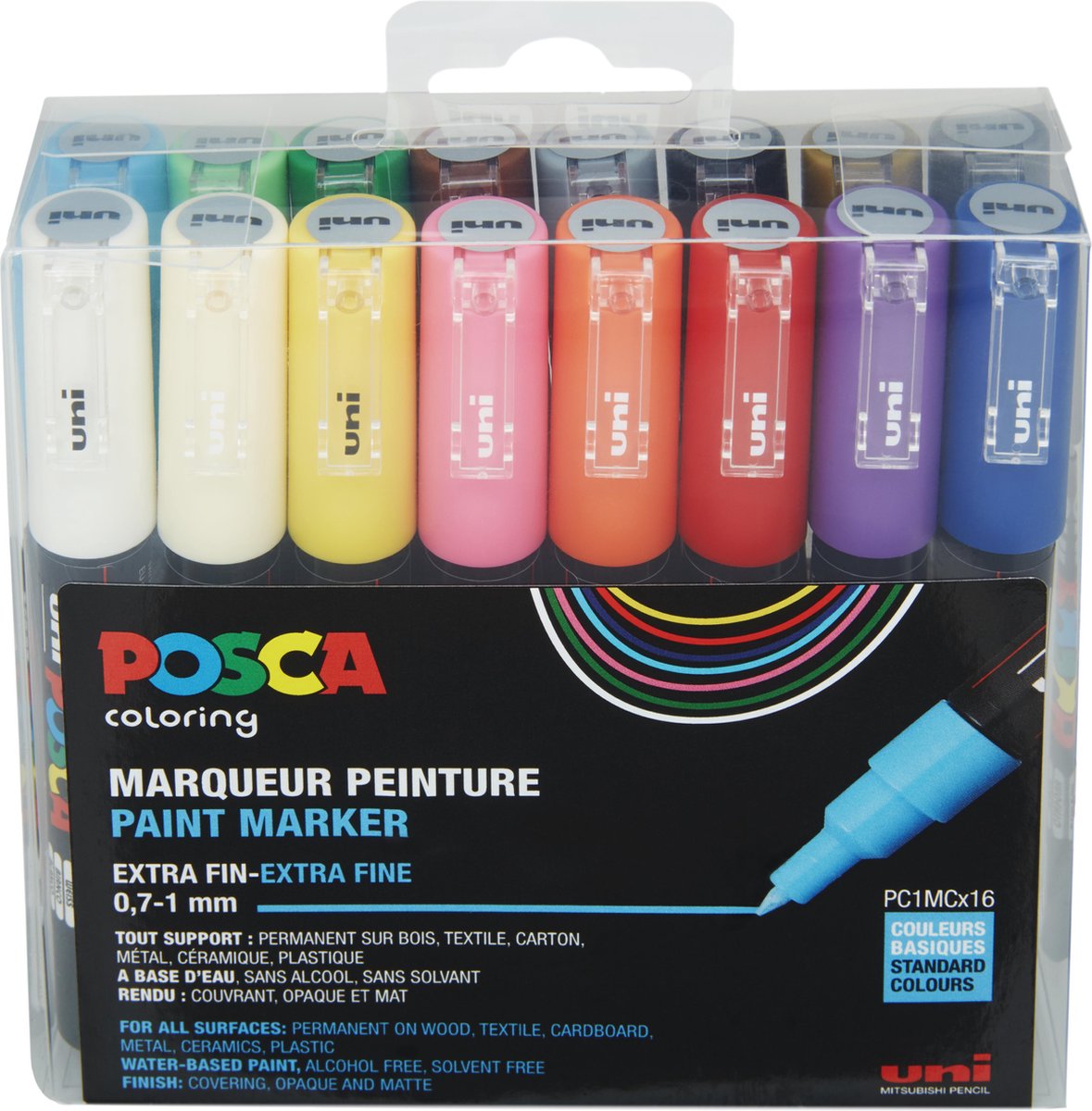 Posca Uni-Marker, Standardfarben, PC1MC, 0,7–1 mm Strichstärke