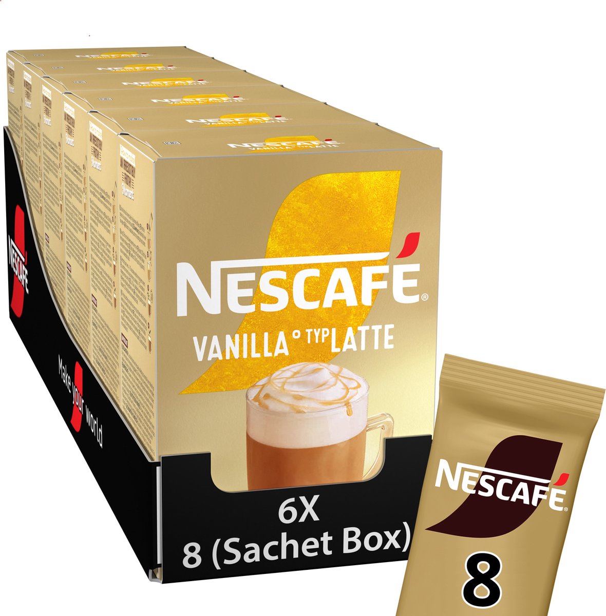 Nescafé Vanille-Latte-Instantkaffee – 6 Kartons x 8 Beutel