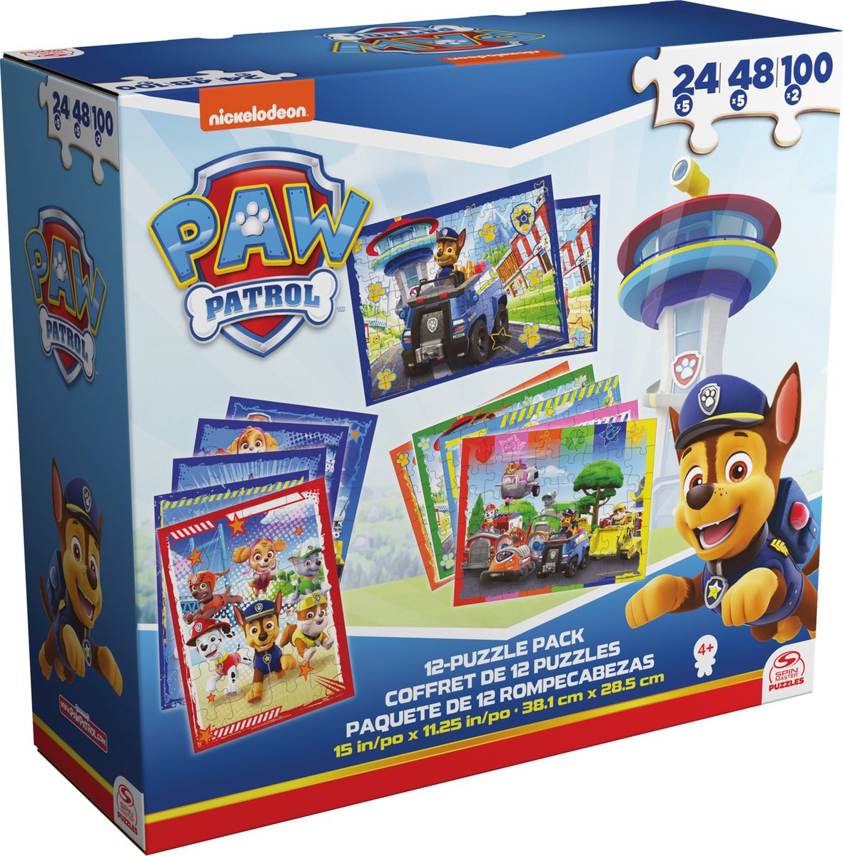 Spinmaster-Puzzlepaket Paw Patrol 12er-Pack 5x24 Teile, 5x48 Teile, 2x100 Teile