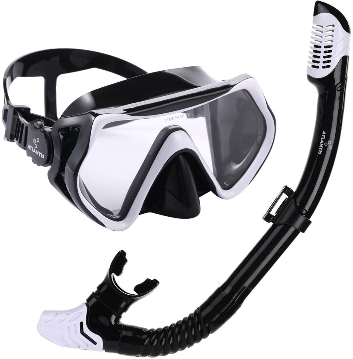 Atlantis borneo combo - snorkelset - duikbril - snorkel - volwassenen - zwart wit