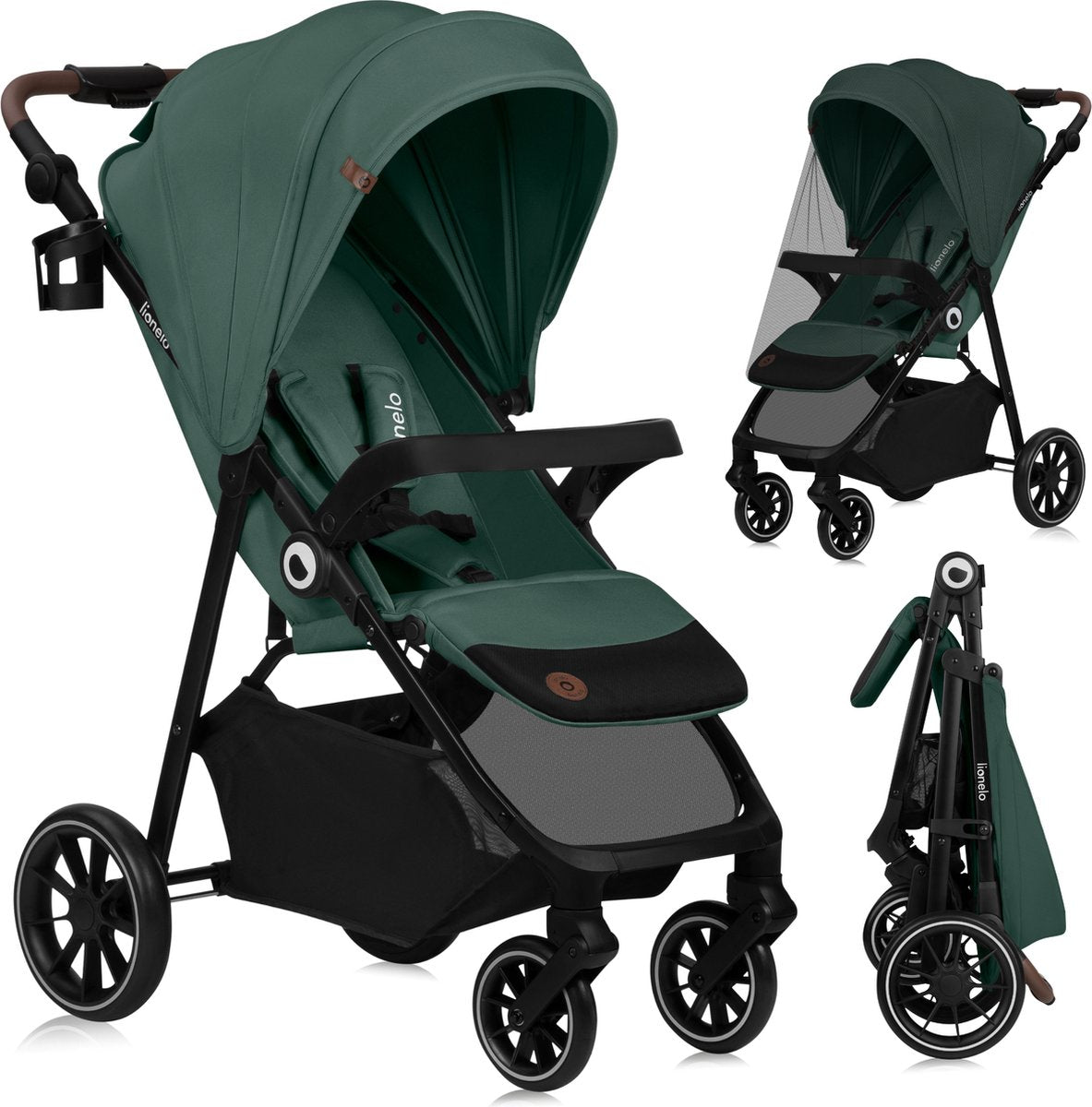 Lionelo Emma One Buggy und Kinderwagen bis 22 kg – XXL-Verdeck – EVA-Räder – leicht und wartungsfrei – verstellbare Rückenlehne – einhändig klappbar – verstellbare Schiebestange – zentrale Fußbremse – 5-Punkt-Sicherheitsgurt – Stadtkinderwagen