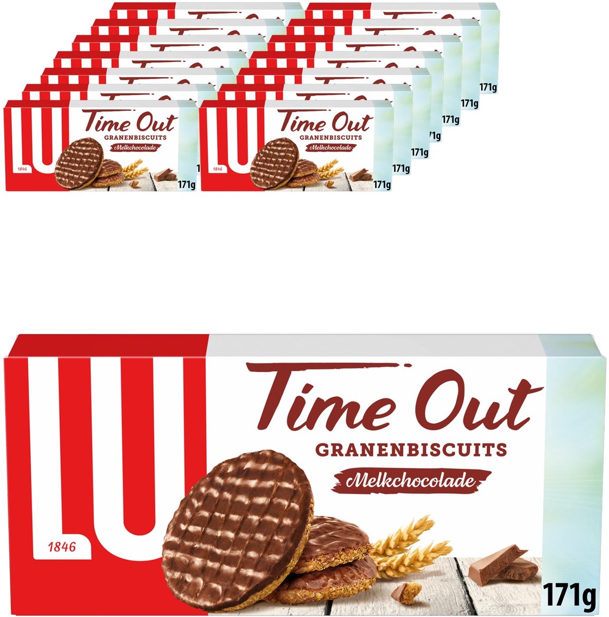 Lu Time Out Getreidekekse Kekse Natur mit Schokolade - Box 14 x 171g - Getreide - Kekse für unterwegs - Kaffee - Tee - Arbeit - Brühe
