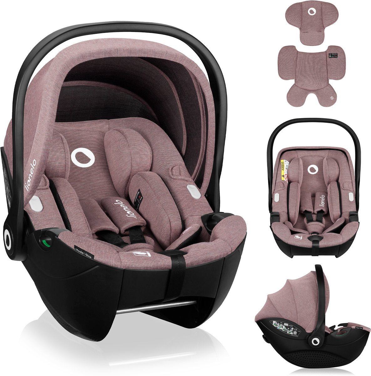 Lionelo Moxie i-Size – Autositz-Babytrage ab der Geburt – 40–87 cm – rückwärtsgerichtet (rwf) – Bambusstoff – Dri-Seat – leicht 4,3 kg – Isofix-kompatibel – Memory-Schaum – Magnetgurte – Sonnendach – verstellbare Kopfstütze