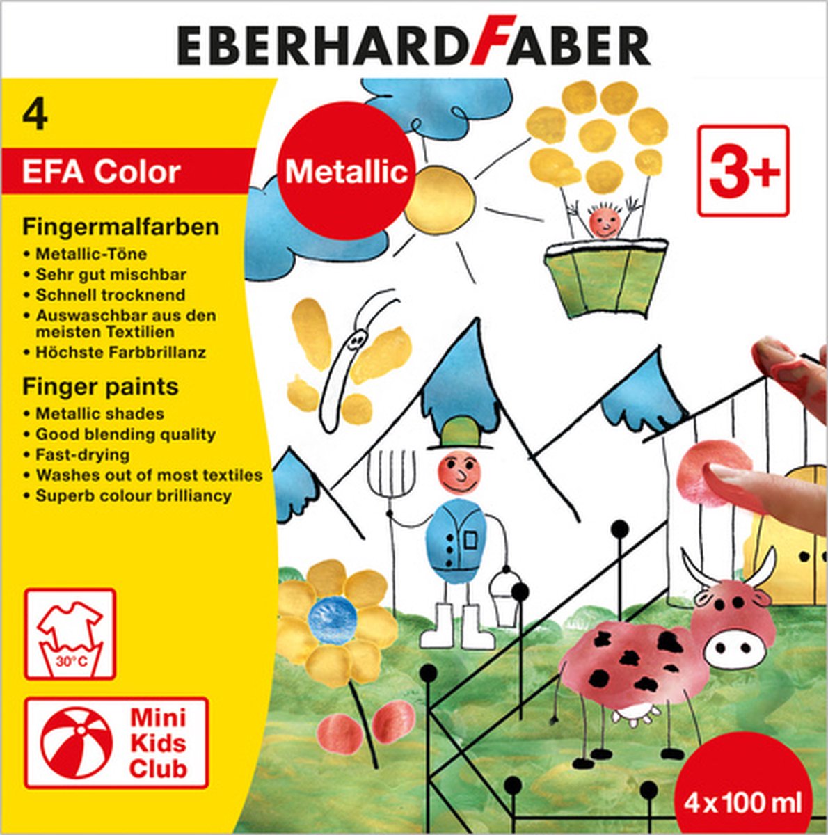 Eberhard Faber ef-578802 Fingerfarben-Set EFA Metallic-Set 4 x 100 ml