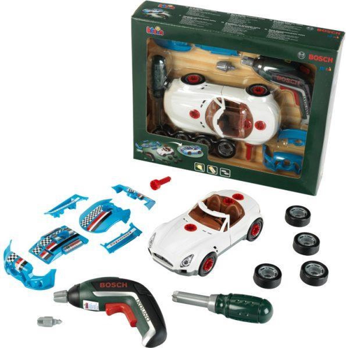 Klein Toys - Bosch Miniauto-Tuning-Set 15-teilig - Spielzeugauto - Spielzeugwerkzeuge