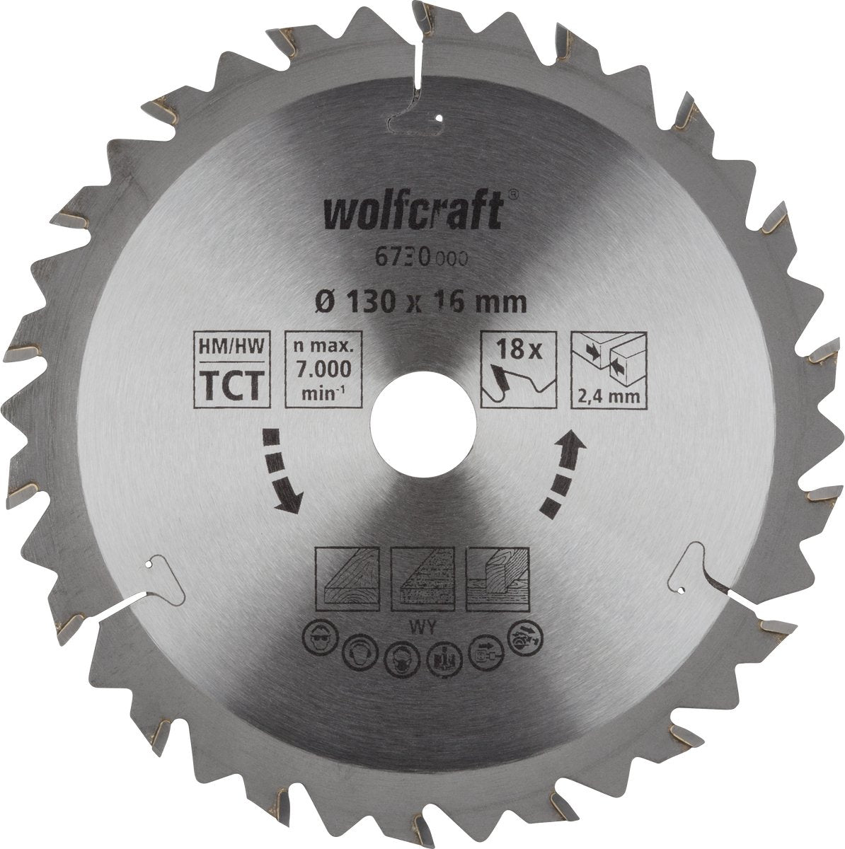 Wolfcraft - Kreissägeblatt 130 x 16 mm - 18 Zähne - 6730000