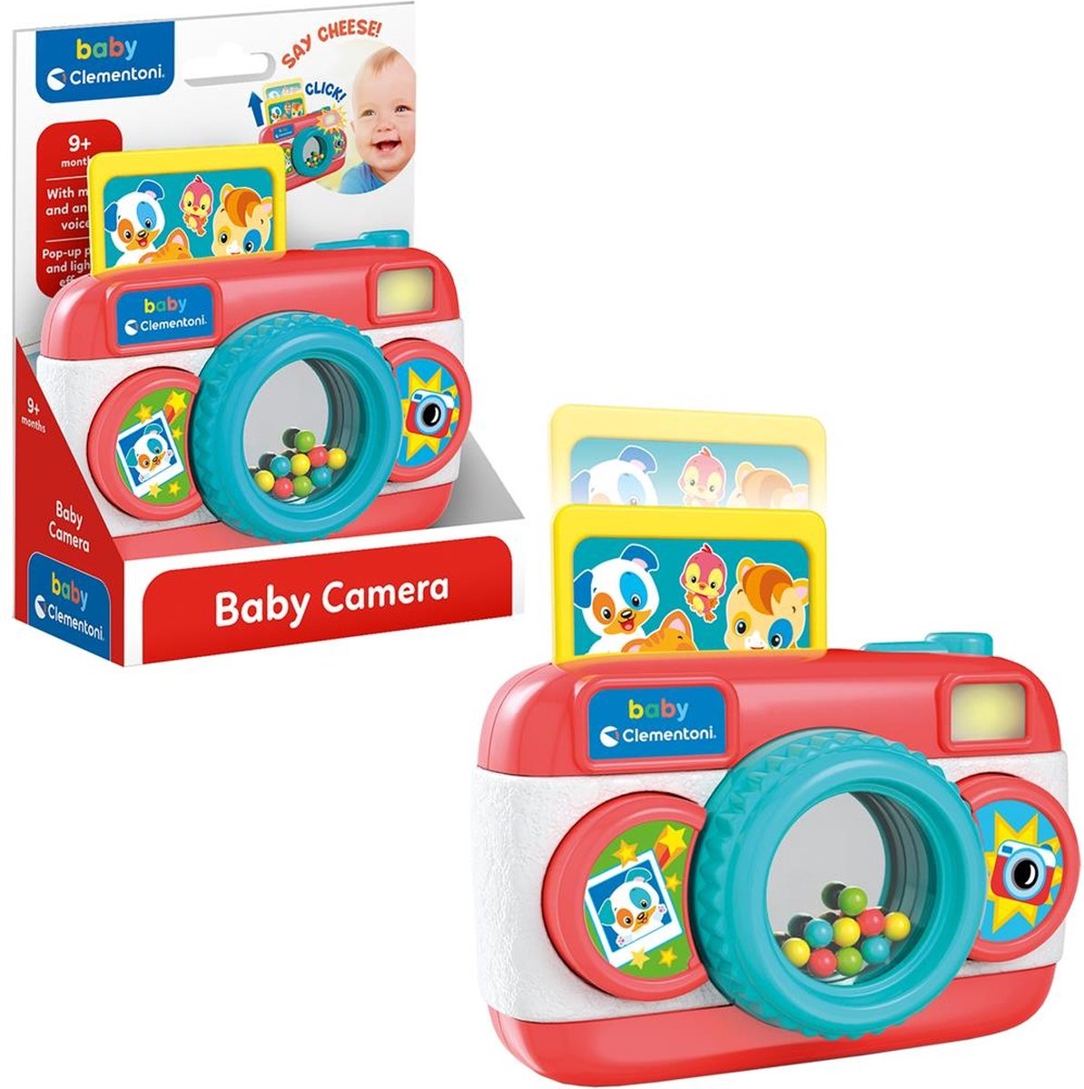 Clementoni – Babykamera – interaktives Spielzeug mit Licht und Ton – ab 9 Monaten