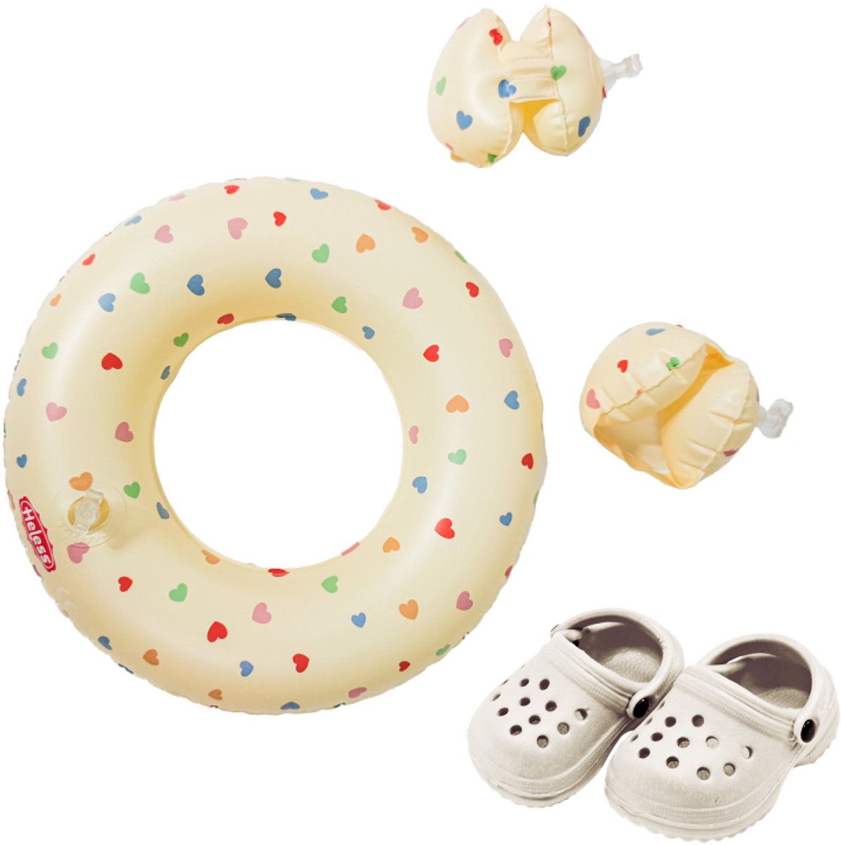 Heless Puppenschwimmset Herz Konfetti - Badebekleidung für Puppen 35-45cm.
