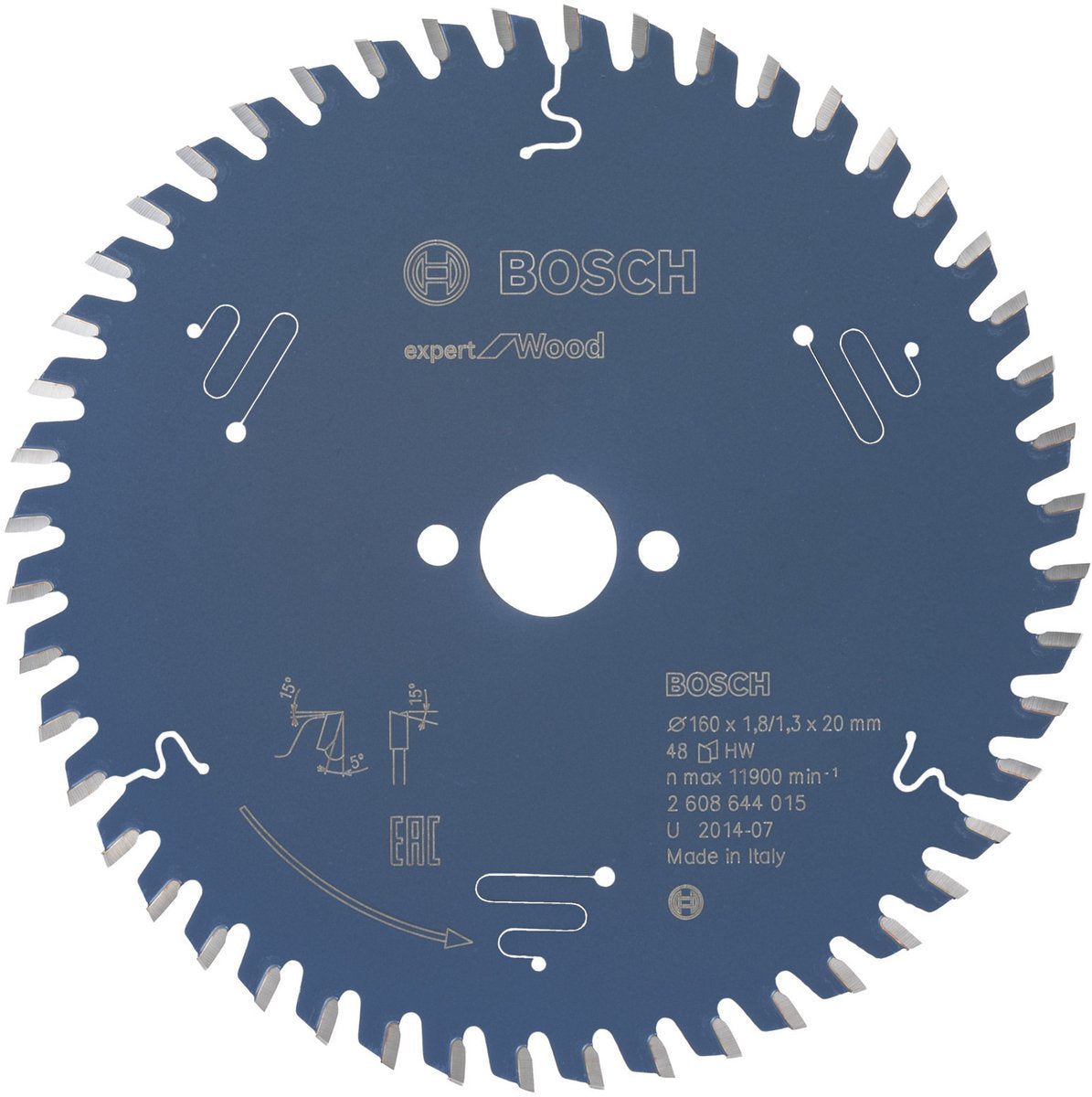 Bosch 2608644015 Kreissägeblatt Expert für Holz 160x20 - 48 Zähne