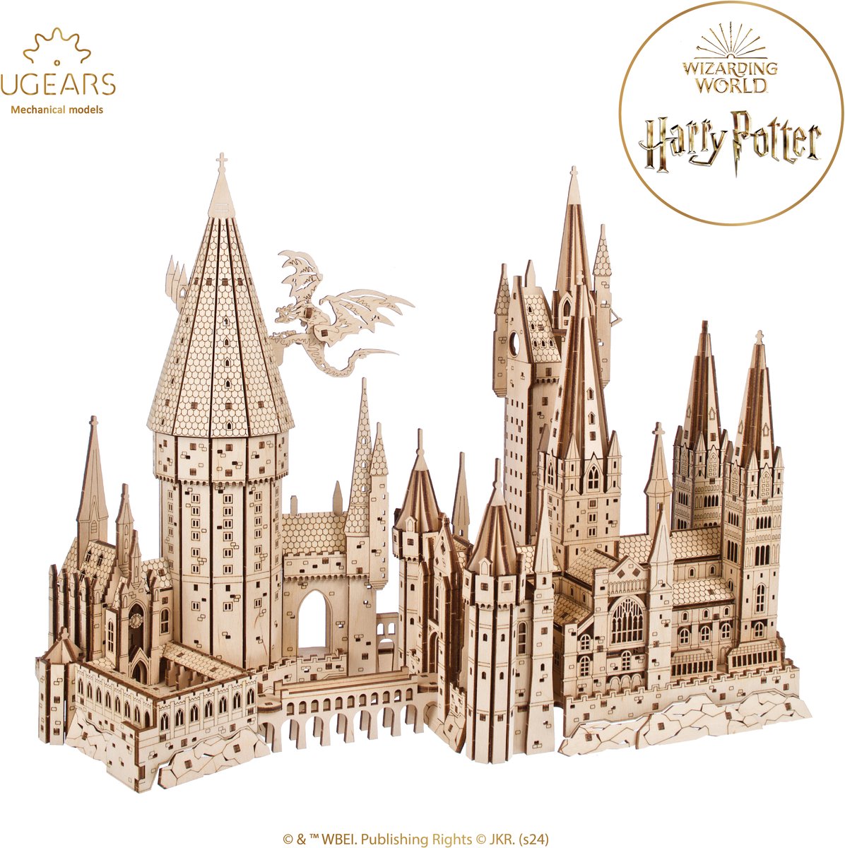 Ugears 3D-Modellbau – Schloss Hogwarts™ – Harry Potter™ – mechanischer Bausatz aus Holz – Lernspielzeug