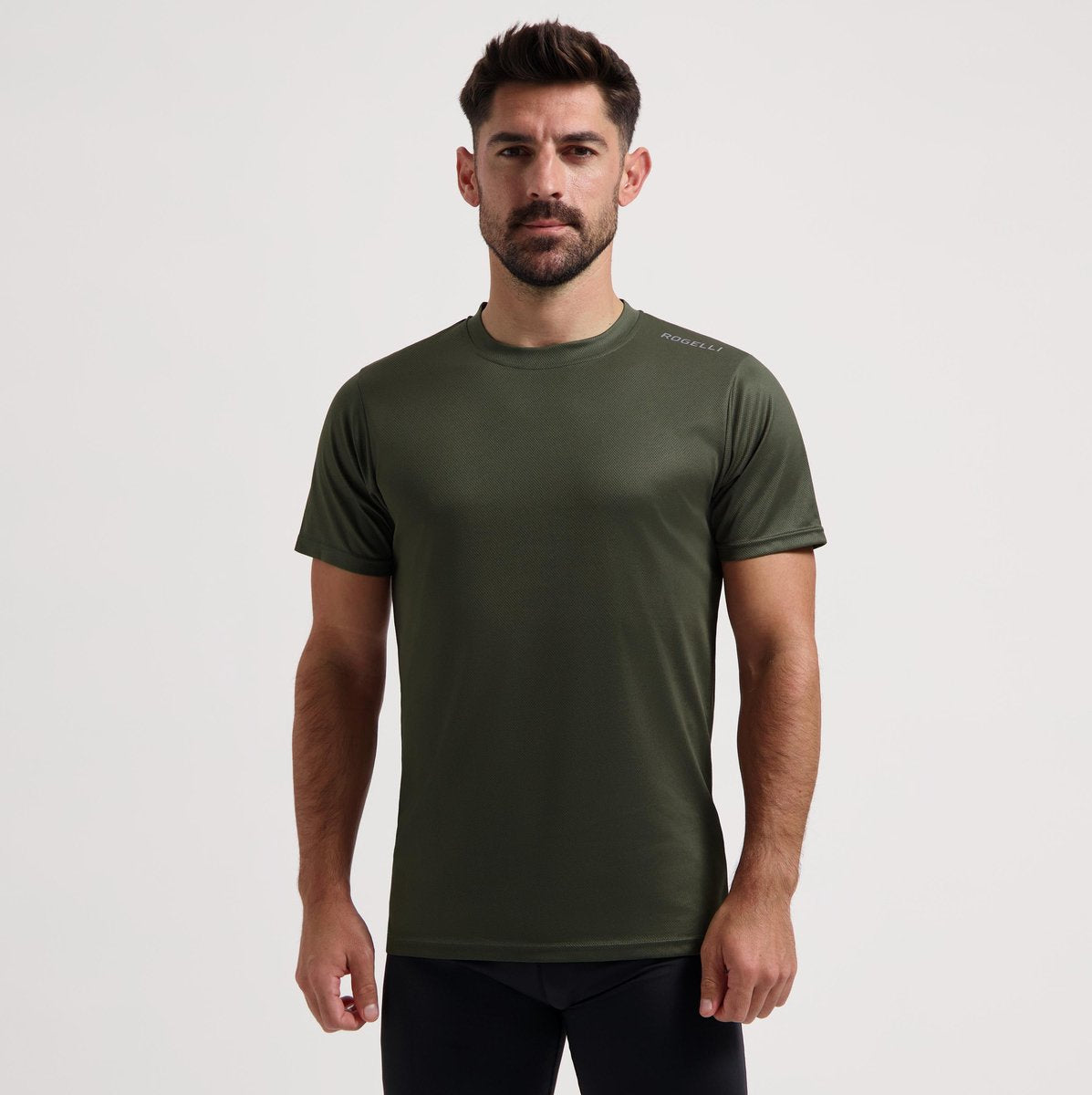 Rogelli promo hardloopshirt heren - korte mouwen - legergroen - 3xl