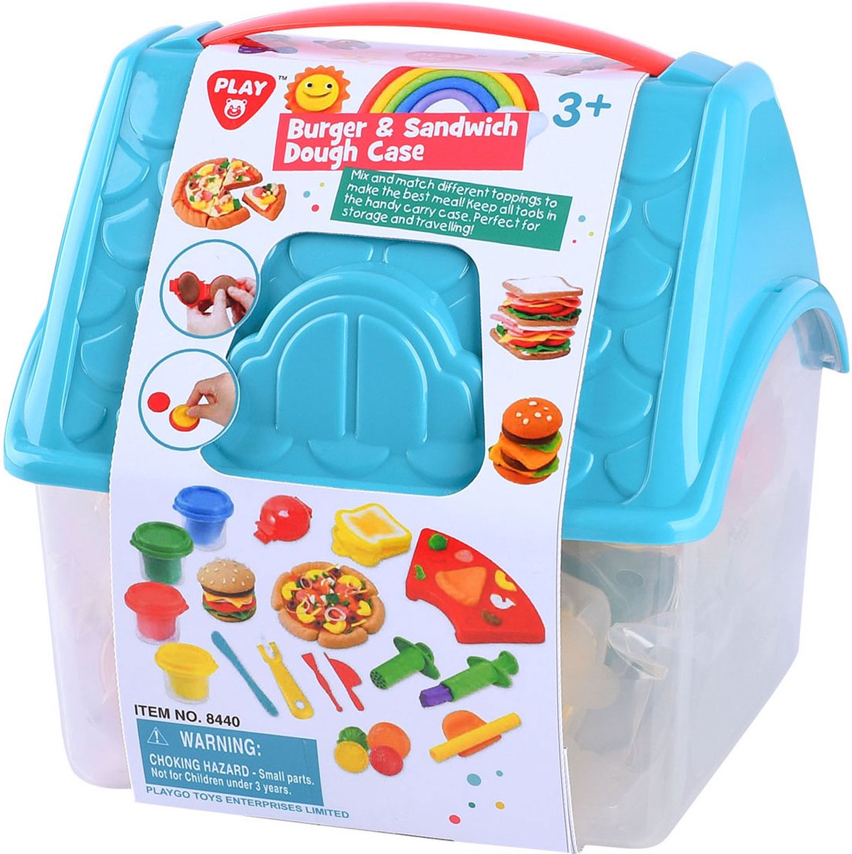 Playgo Hamburger- und Sandwich-Ton-Set in Aufbewahrungsbox – 4 Tontöpfe