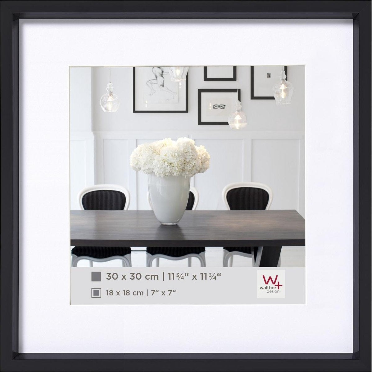 Walther Steel Style - Kunststoffrahmen - Fotogröße 40x40 cm - Schwarz