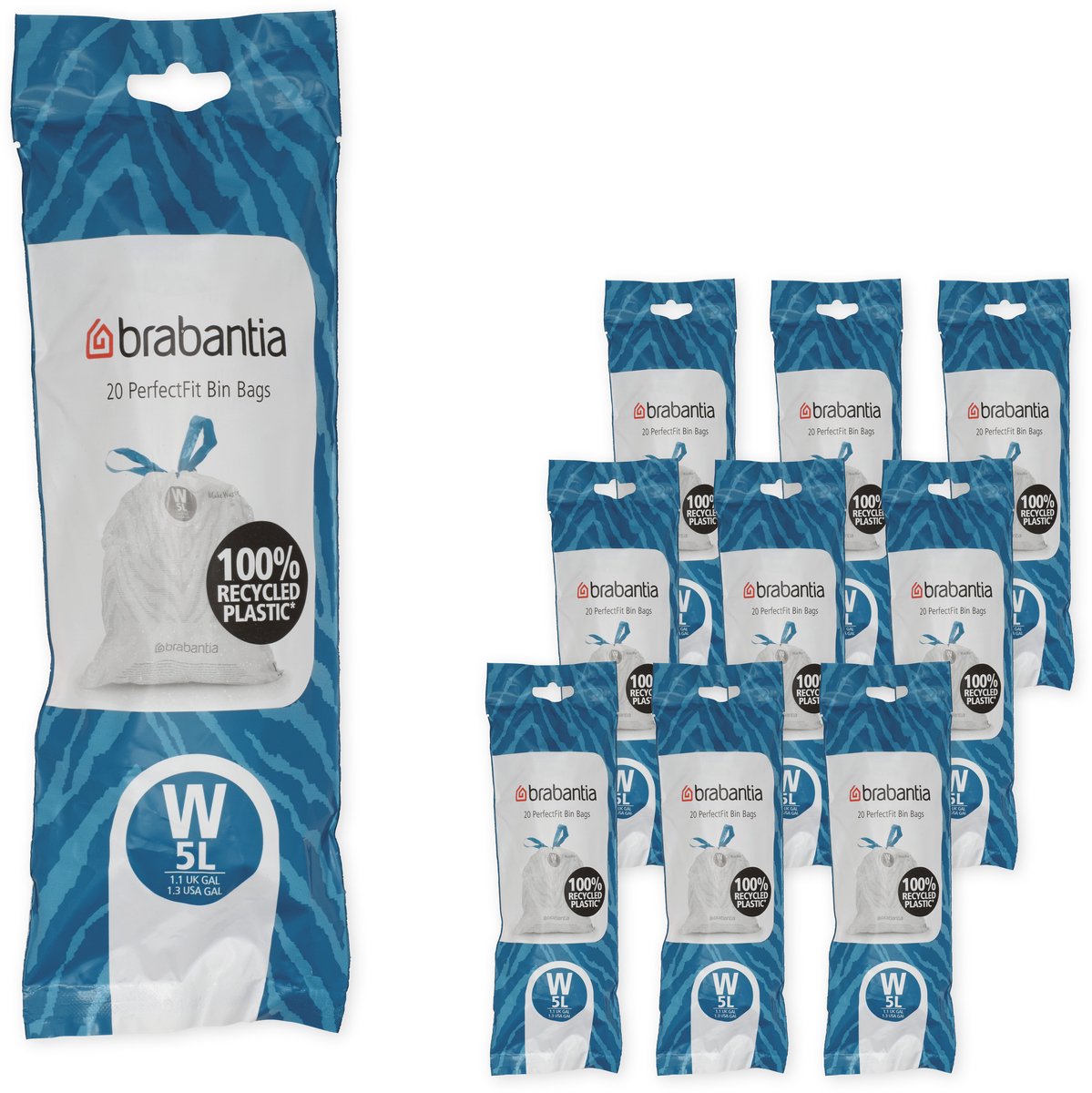 Brabantia Perfectfit Müllsäcke – 5 l – Code W – 10 Rollen x 20 Stück