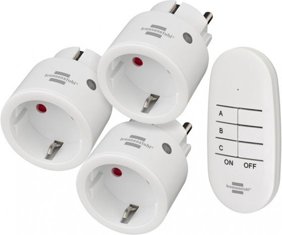 Brennerstuhl Comfort-Line Funkschalter-Set Mini 3+1, 3 Mini-Funkschalter (für den Innenbereich, mit Fernbedienung und erhöhtem Berührungsschutz) weiß