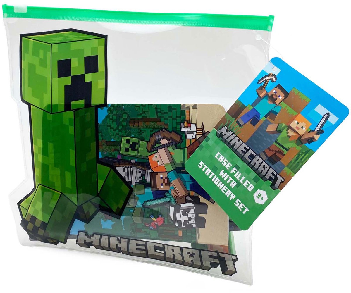 Federmäppchen in Minecraft-Form, gefüllt