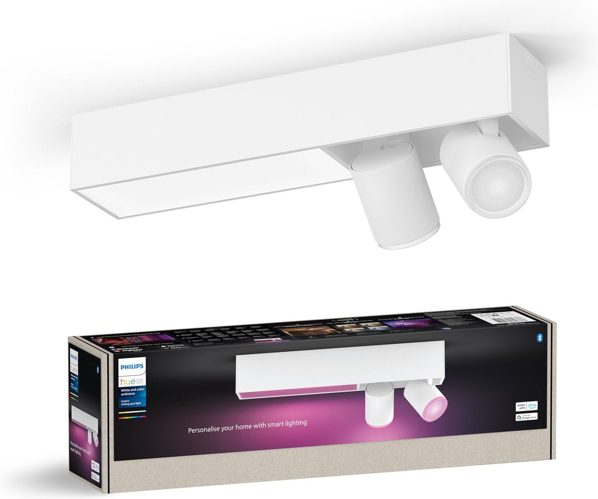 Philips hue centris opbouwspot - wit en gekleurd licht - 2-spots - wit - rechthoekig