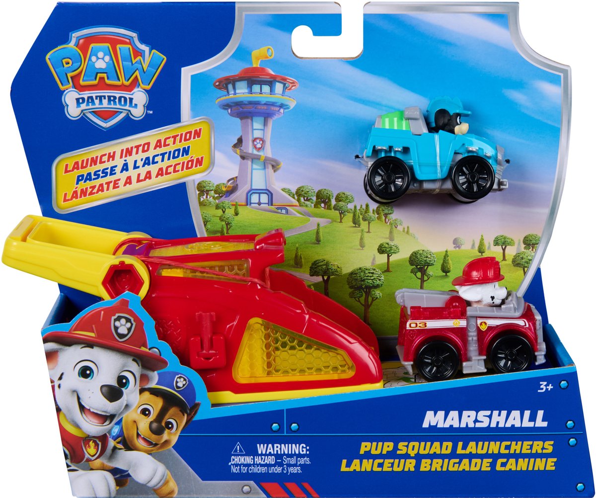 Paw Patrol – Marshall Pup Squad Throwers – 2er-Pack mit Rex-Fahrzeug – Spielsets