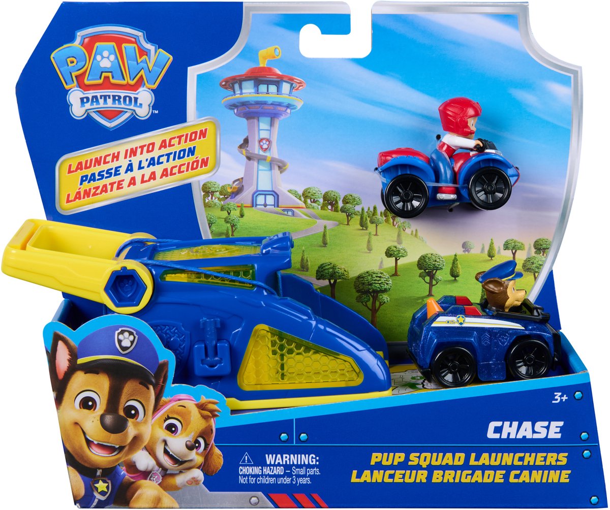 Paw Patrol – Chase Pup Squad Werfer, 2er-Pack mit Ryder-Fahrzeug