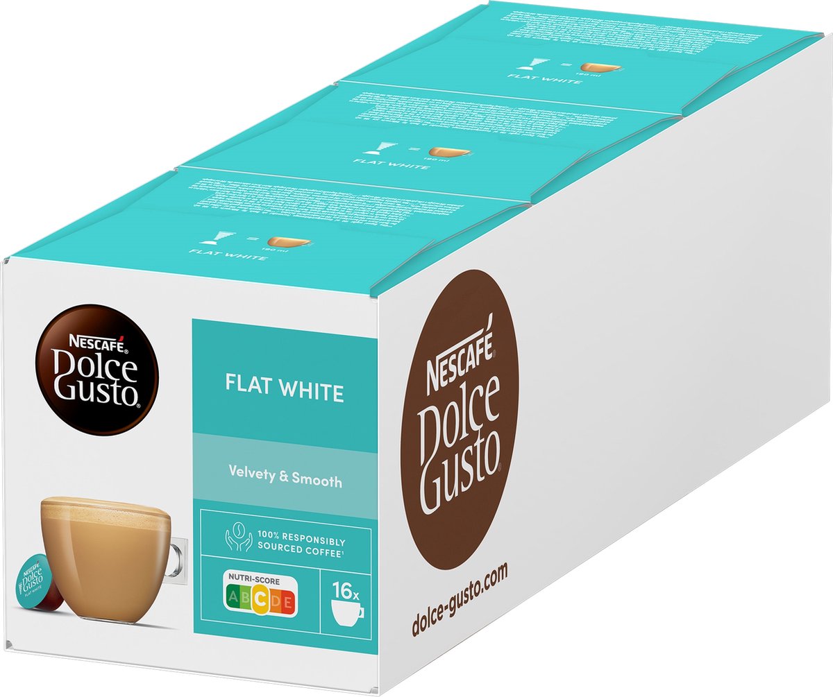 Nescafé Dolce Gusto Kapseln flach weiß – 48 Kaffeetassen für 48 Tassen Kaffee