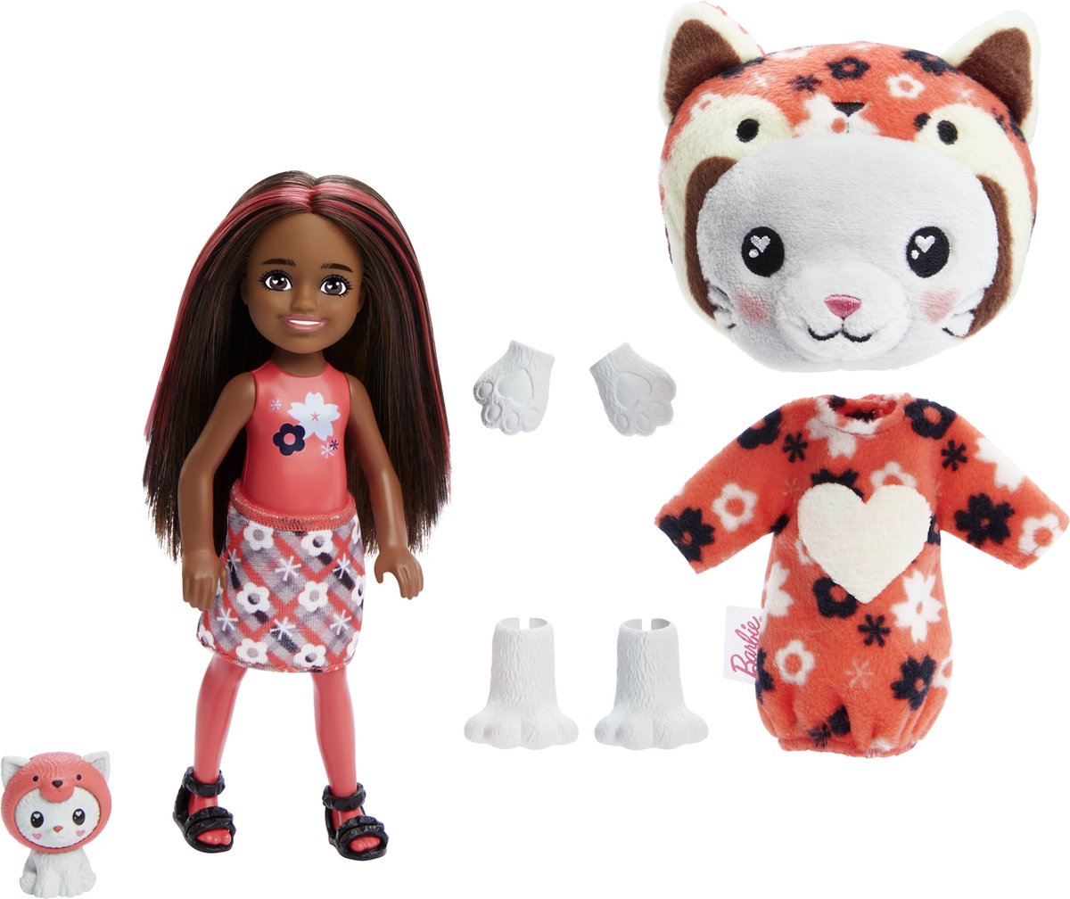 Barbie Cutie Reveal-Puppe – 13,9 cm – Kätzchen, roter Panda – Puppe