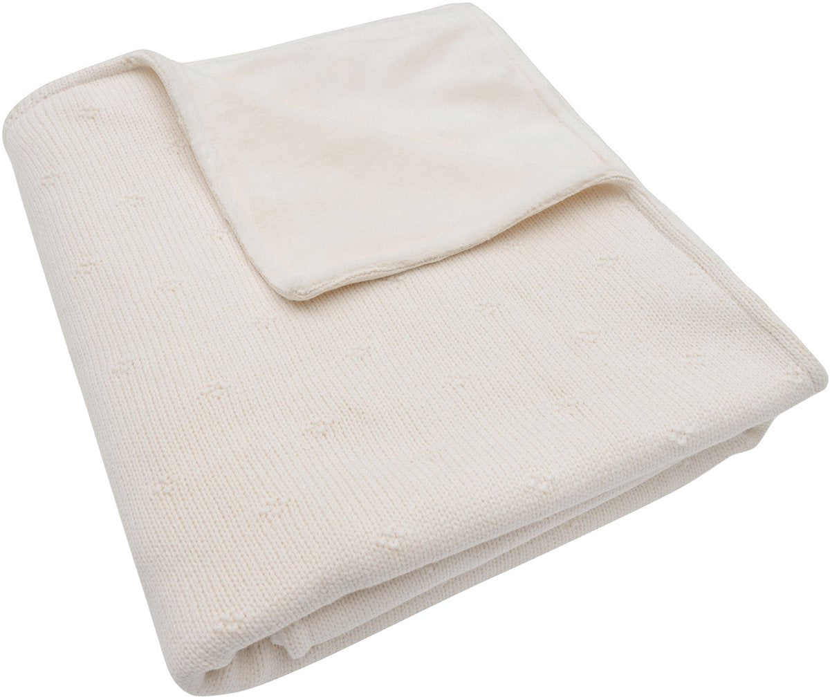 Jollein - deken wieg 75x100cm - wiegdeken, wiegdekentje, dekentje baby - cosy knit ivory velvet