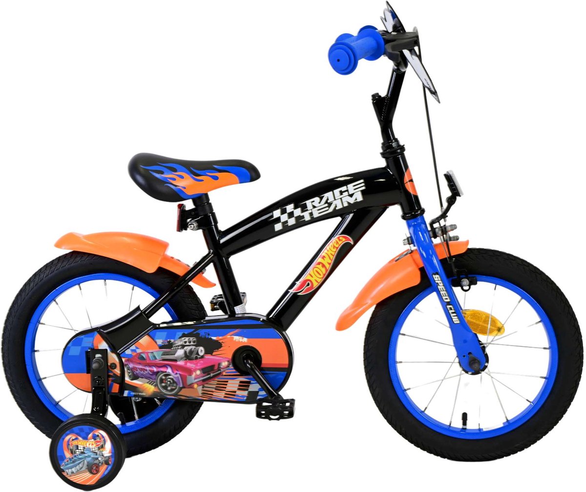 Heiße Räder Kinderfahrrad - Jungen - 14 Zoll - Schwarzorange Blau